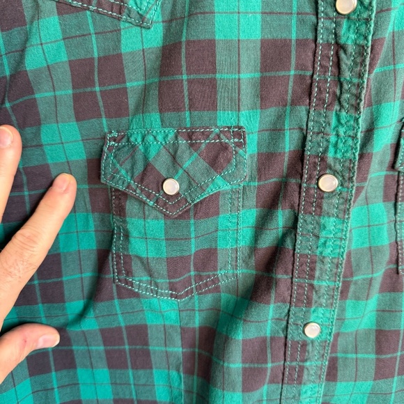 Wrangler Women's Vintage Western Plaid Pearl Snap Shirt Green XXL Rodeo Stampede - Picture 4 of 14